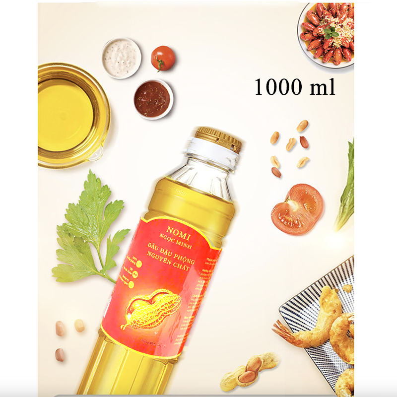 Dầu Thực Vật Dầu đậu phộng chai lớn 1000ml – nguyên chất, nấu ăn ngon hơn